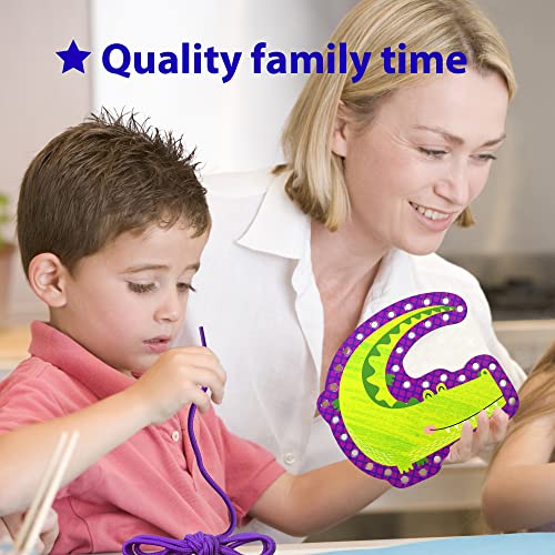 KRAFUN Beginner Easy Safari and Animal Lacing Card Kit, 10 Preschool Lacing Card Project for Kids Arts & Crafts, Lacing Cards for Toddlers, Fine KRAFUN