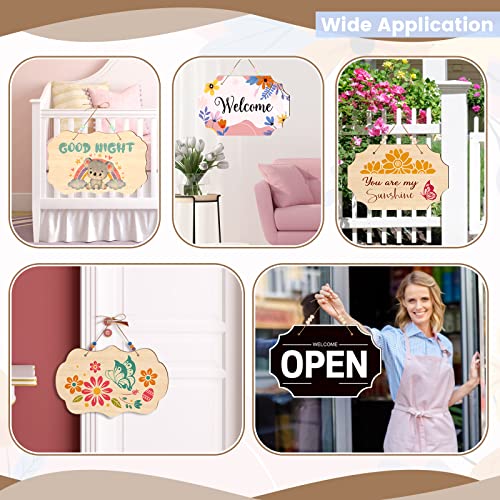 15PCS Unfinished Hanging Wood Sign, Rectangle Blank Wooden Hanging Wooden Slices for DIY, Wood Plaque Wooden Slices Banners with Ropes for Painting BAPHILE