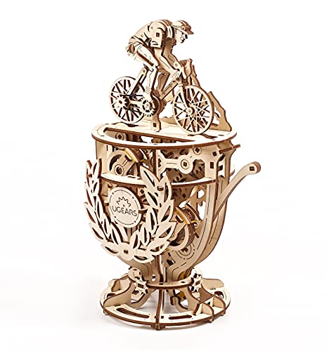 UGEARS Automaton Cyclist 3D Puzzle - Self-Assembly 3D Wooden Puzzles Idea Classic Tour De France Cup Bicycle Wood Model Kit - Creative 3D Puzzles for UGEARS