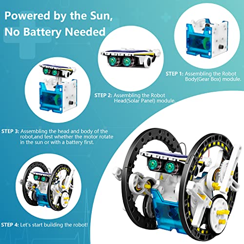 Dioju 13-in-1 Solar Robot Kit Toys for 8 9 10 11 12 Year Old Boys, STEM Projects for Kids Ages 8-12, Building Science Toys Set, Solar Powered Dioju