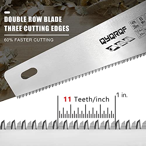 14 in. Pro Hand Saw, 11 TPI Fine-Cut Soft-Grip Hardpoint Handsaw Perfect for Sawing, Trimming, Gardening, Cutting Wood, Drywall, Plastic Pipes, Sharp QYQRQF