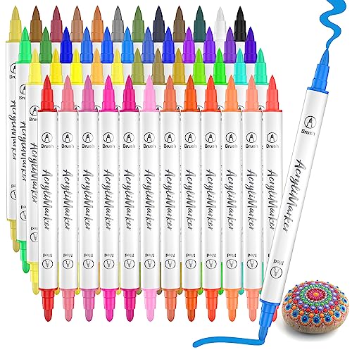  Oficrafted 50 Colors Acrylic Paint Pens Markers, Dual Tip  Acrylic Markers with Fine and Brush Tip, Premium Acrylic Paint Pens Set for  Rock, Wood, Plastic, Fabric Painting and DIY Crafts 