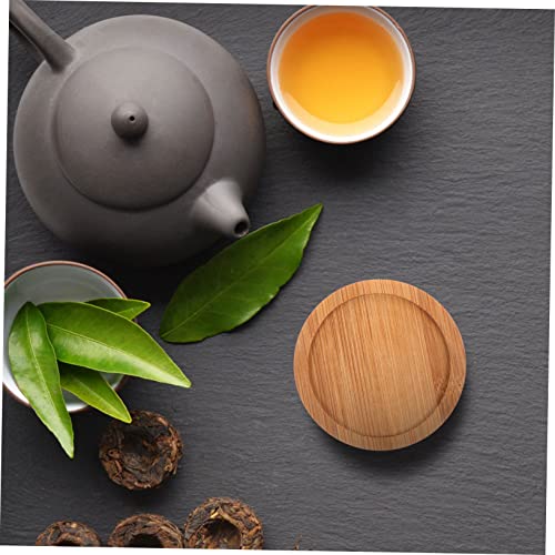 Zerodeko 6pcs Bamboo Coasters Teacup Coasters Blank Coasters Wooden Coasters for Drinks Table Top Tripod Beer Saucers Hot Drinks Pads Round Cup Mat Zerodeko