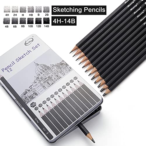 GETHPEN Sketch Pencils for Drawing,12 Pack Drawing Pencils, Graphite Pencils, Graphite Pencils for Drawing, Art Pencils for Drawing and Shading, GETHPEN