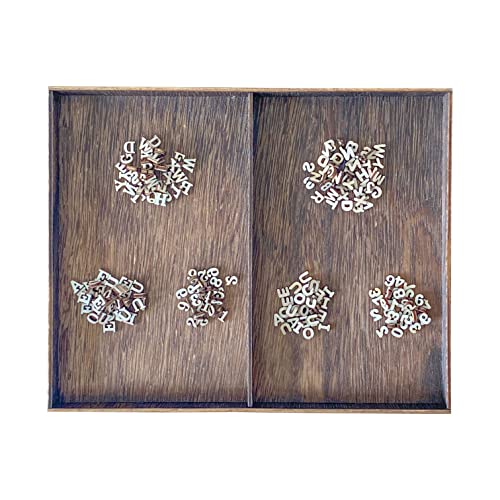 Quarter Inch 0.25 Inch 2142 Pieces Tiny Wooden Letters Unfinished Wood Numbers for Scrapbooking Crafts (with Two Fonts in Brown Tray) Cregugua