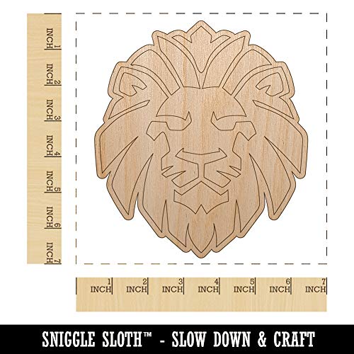 Regal Lion Head Unfinished Wood Shape Piece Cutout for DIY Craft Projects - 1/8 Inch Thick - 6.25 Inch Size Sniggle Sloth