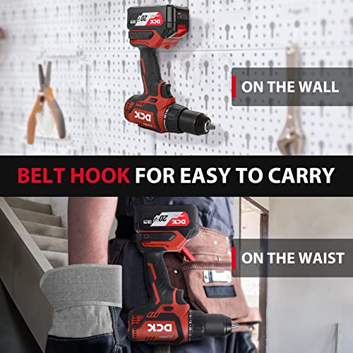 DCK Brushless Cordless Drill Set, 20V Max Electric Drill with 4.0Ah Battery 531in.lbs, 1/2Inch Keyless All-Metal Chuck, 2 Variable Speeds, Power DCK