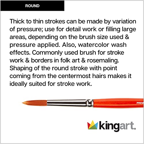 KINGART Radiant Taklon Brushes, Series 6000 Round, Set of 5,Brown KINGART