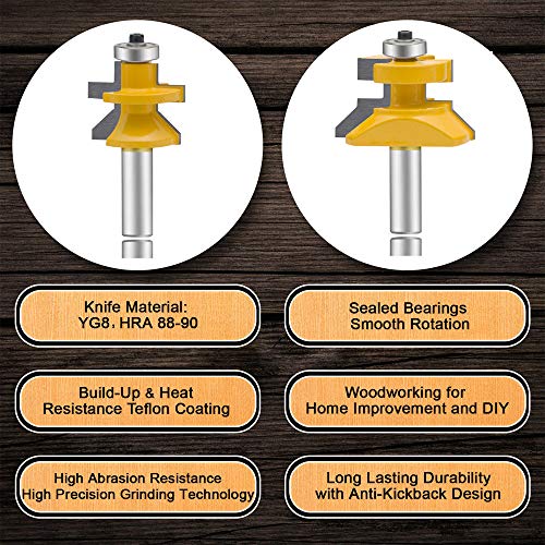 LETBUY Flooring 2 Bit Tongue and Groove Flooring Router Bit Set 1/2-Inch Shank (2 pcs) LEATBUY-TECH