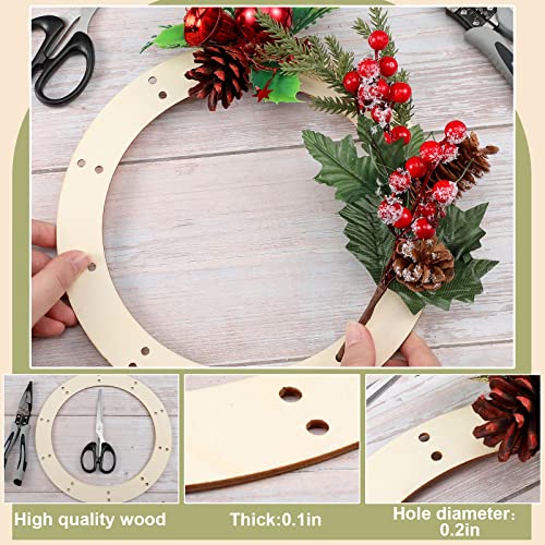 6 Pcs Wooden Wreath Frames for Crafts Wood Wreath Form 8 Inch 10 Inch 12 Inch Wooden Floral Craft Rings Wood Wreath Base for DIY Christmas Wreath SEEWEY