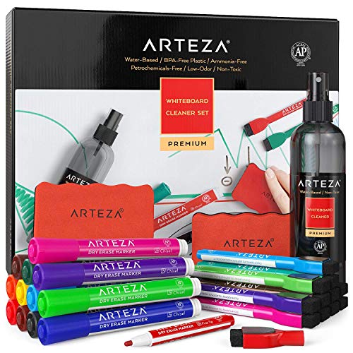 ARTEZA Dry Erase Markers for Glass Boards Pack of 10 Neon Colors with  Low-Odor Ink, Erasable Window Markers, Office Supplies for Glass, Mirrors