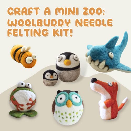 Woolbuddy Needle Felting Kit, Starter, Felting Kit for Beginners Adult, Kids, 6 Cute Felting Animals, Felting Supplies Included Felting Needles, Woolbuddy