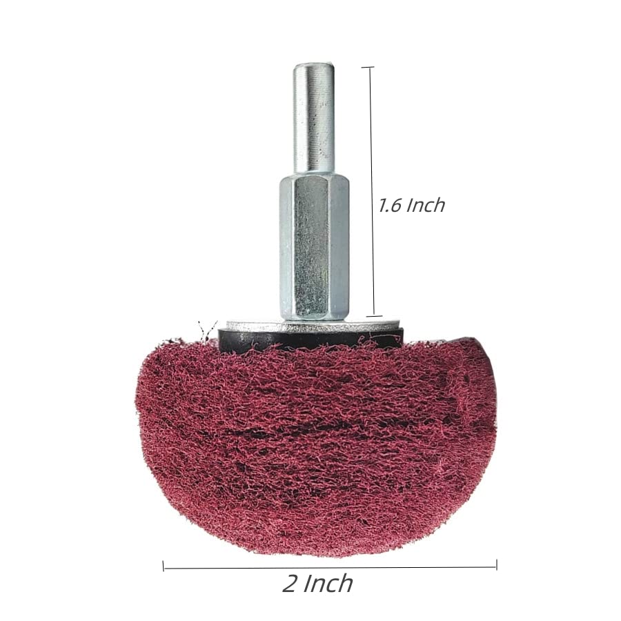 5PCS Non Woven Abrasive Buffing Wheels Polishing Wheel Drill Attachment Set, 2 Inch Scouring Pads Abrasive Mushroom Wheel Polishing Wheel with 1/4" Banmo Abrasive