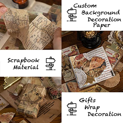 Maxleaf Vintage Time Collection Material Pack - 240PCS Vintage Plants Flowers Newspapers Maps Foods Collection Material Pack for Planners Scrapbook MAXLEAF