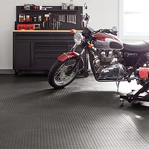 VersaTex Garage Floor 18 x 18 inch Square Rubber Diamond Plate Interlocking Floor Tiles for Home Gym, Garage Flooring, Trade Show Flooring, Basement VERSATEX