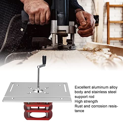 Router Lift, Standard Design Firm Fixing Aluminum Alloy Stainless Steel Universal Router Table Lfit Manual Lifting for DIY (Silver) TOPINCN