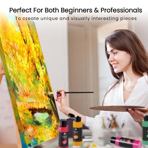 40 PCS Acrylic Paint Set with 12 Brushes, 2 Knives and Palette, 24 Colors (2oz/60ml) Art Craft Paints Gifts for Adults Kids Artists Beginners, Art VigorFun