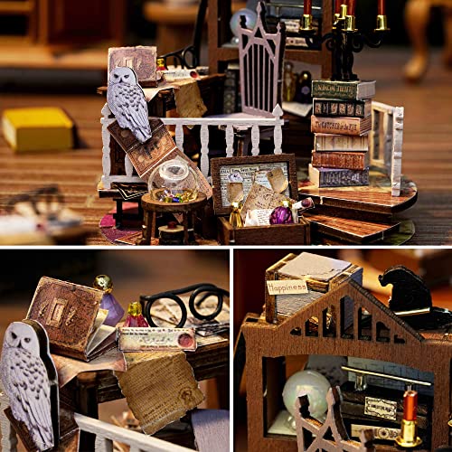 Spilay Dollhouse DIY Miniature Wooden Furniture Kit,Mini Handmade Doll House Model with Dust Cover & LED,1:24 Scale Creative Woodcrafts Toys for Spilay