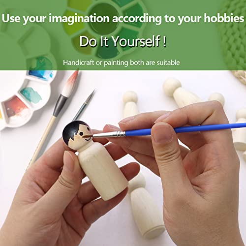 NODG 50 Pieces of Unfinished Wooden peg Dolls, Wooden Puppets,Doll Bodies, Decorative Wooden peg Dolls, Suitable for Children's DIY Crafts, Painting, NODG