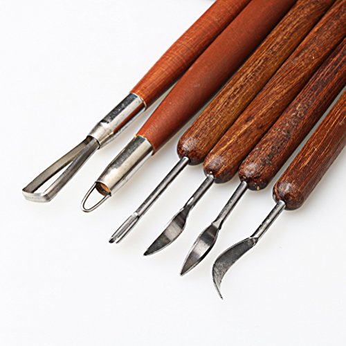 Fashion Road 6Pcs Clay Sculpting Tools, Clay Tools Pottery Tools Wooden Handle Double-Sided Set for Pottery Ceramics Sculpting FASHIONROAD