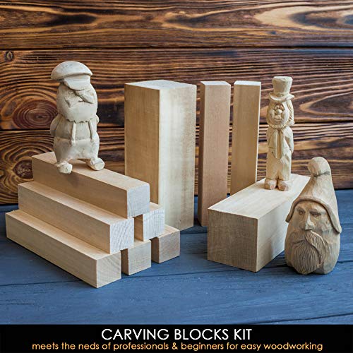 BeaverCraft BW10 Basswood Carving Blocks Set Bass Wood S14 Wood Carving Tools Set Wood Whittling Kit Wood Carving Kit Wood Carving Hook BeaverCraft