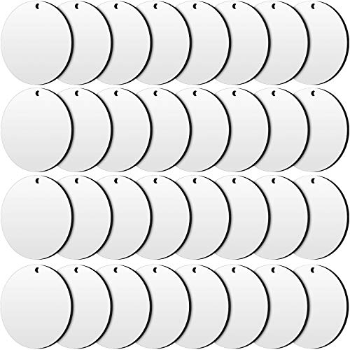 Round Sublimation Ornaments 2 Inch Christmas Blank Ornaments Wooden Hardboard Ornament Christmas Tree Round Hanging Ornaments for DIY Handicrafts Jetec