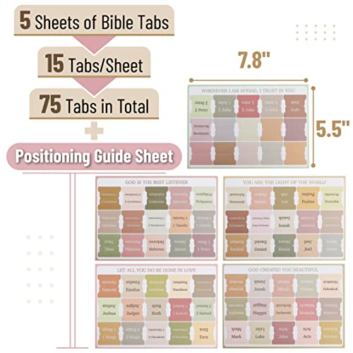 Mr. Pen- Bible Tabs, 75 Tabs, Boho Theme, Laminated Bible Tabs for Women and Men, Bible Tabs for Study Bible, Bible Index Tabs, Bible Book Tabs, Mr. Pen