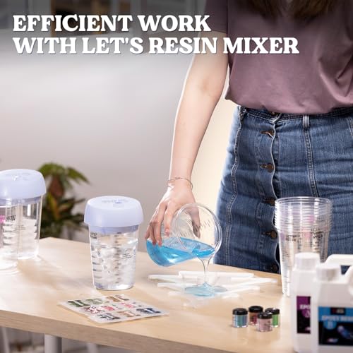 LET'S RESIN Auto Resin Mixer, Hands-Free Easy Clean Epoxy Mixer, Electric Stirrer for 24Fl.oz Mixing, Resin Supplies for Resin Casting, Molds, Soap LET'S RESIN
