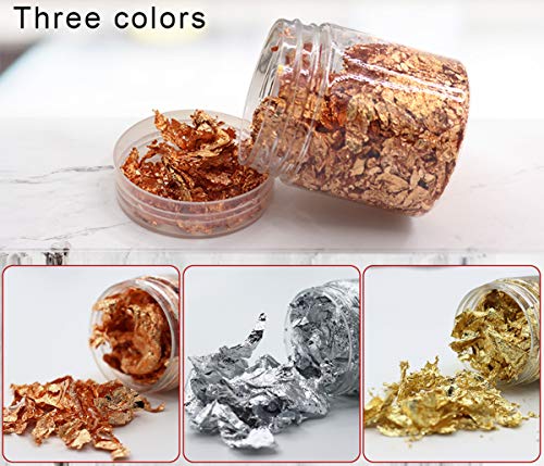 Gold Leaf, Gold Flakes, Gold Foil Flakes for Resin, Imitation Gold Foil Flakes Metallic Leaf Gold Foil for Nails Painting Crafts Slime and Resin UpTuoLi