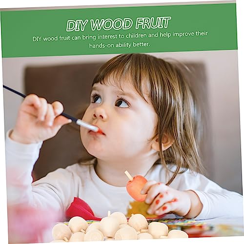NOLITOY 90 Pcs Wooden DIY Mini Wooden Peg Dolls Figure Wood Fruit Decor Wooden Apples Unfinished Wooden Craftsc Kids Unfinished Fruit Toys for Kids NOLITOY