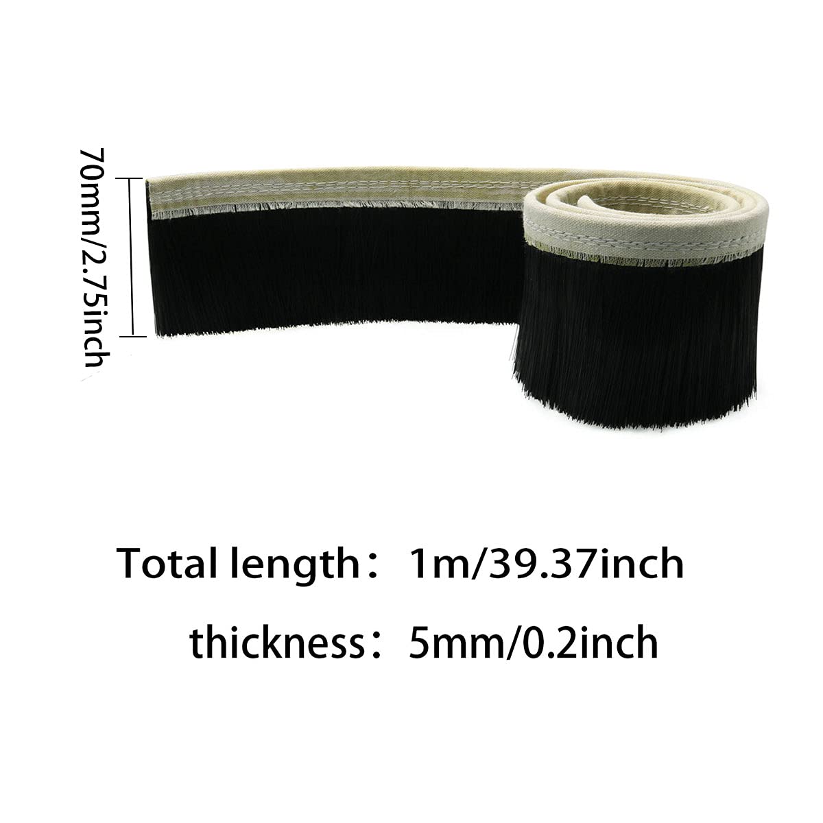 ITROLLE CNC Vacuum Brush 1m x 70mm/39.37 x 2.75inch Vacuum Cleaner Engraving Machine Dust Cover Nylon Strip Brush for CNC Router, Spindle Motor ITROLLE