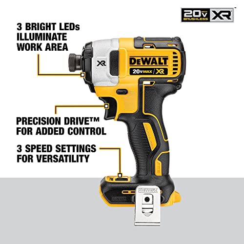 DEWALT 20V MAX XR Drywall Cutting Tool Combo Kit, Cut Out Tool, Drywall Screwgun, Impact Driver, with Batteries, Charger, and Collets Included, 5.0Ah DEWALT
