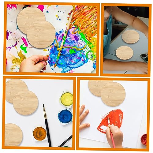 Operitacx 10pcs Round Bamboo Unfinished Bamboo Chips Premium Unfinished Slices Unfinished Round Chips Circle Blank Cutouts Painting Materials Operitacx