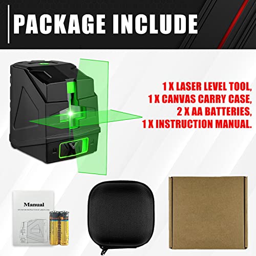 Laser Level,100ft/30m Self-Leveling Laser Level,Green Cross Line Laser,Vertical and horizontal lines,3 Brightness Adjustment,Rotates 360 C&T