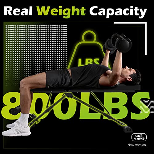 FLYBIRD Weight Bench, Adjustable Strength Training Bench for Full Body Workout with Fast Folding-New Version FLYBIRD