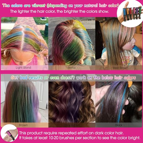 New Hair Chalk Comb Temporary Hair Color Dye for Girls Kids, Washable Hair Chalk for Girls Age 4 5 6 7 8 9 10-12 Birthday Christmas Cosplay Hair DIY MSDADA