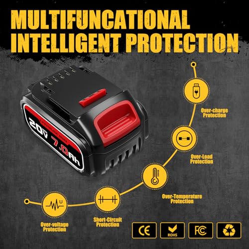 FERRYBOAT 7.0Ah Replacement for Dewalt 20V Max Battery DCB200 DCB201 DCB203 DCB204 DCB206 DCB180, Compatible with Dewalt 20 Volt DCD/DCF/DCG Series FERRYBOAT