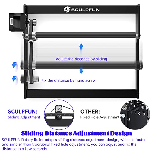 SCULPFUN Laser Rotary Roller, Laser Engraver Y-axis Rotary Roller Engraving Module 360° Rotating for Engraving Different Size Cylindrical Objects SCULPFUN