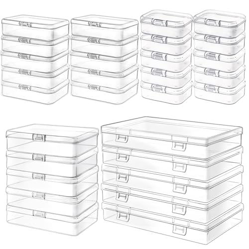 30Pcs Mixed Sizes Rectangle Mini Plastic Containers,Clear Bead