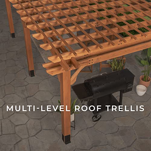 Backyard Discovery Beaumont 20x12 ft All Cedar Wood Pergola, Durable, Quality Supported Structure, Snow and Wind Supported, Rot Resistant, Backyard, Backyard Discovery