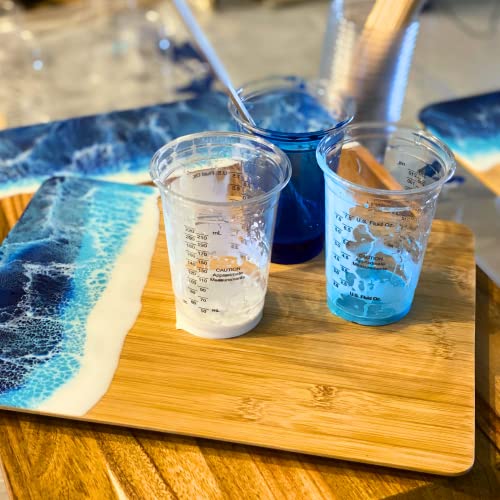 EpoxyStix Disposable Measuring Cups Combo Pack for Mixing Epoxy Resin - Pack of 25 Clear 10 Oz Cups and 100 1 Oz Medicine Cups - Includes 50 Mixing EpoxyStix