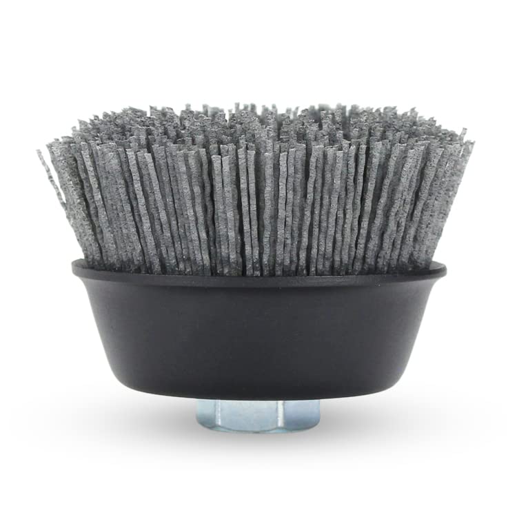 BHA 4" Abrasive Filament Nylon Bristle Cup Brush, 5/8-11 Threat Arbor - Gray (80 Grit) BHA