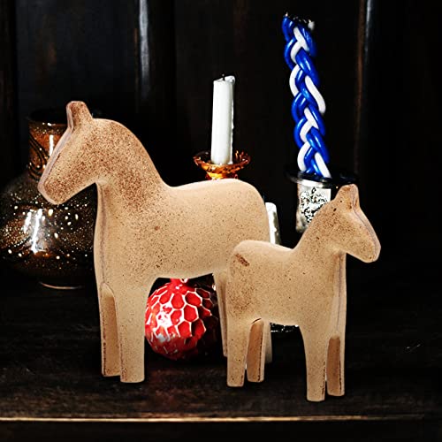 MAGICLULU Unfinished Swedish Wooden Dala Horse Figurine 2pcs DIY Unpainted Horse Sculpture Small Horse Statues Scandinavian Wedding Gifts Home MAGICLULU