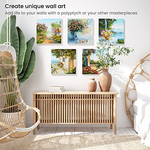 ARTEZA Canvases for Painting, 10 x 10 Inches, Pack of 8, Stretched Canvas, 100% Cotton Primed Blank Paint Canvas, Square Canvas Boards for Acrylic, ARTEZA