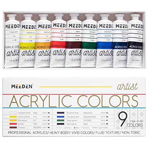 MEEDEN Professional Acrylic Paint Set, Artist Grade Acrylic Paint Tubes, Heavy Body Acrylic Paints for Adults, Art Supplies for Canvas Painting, 2 MEEDEN