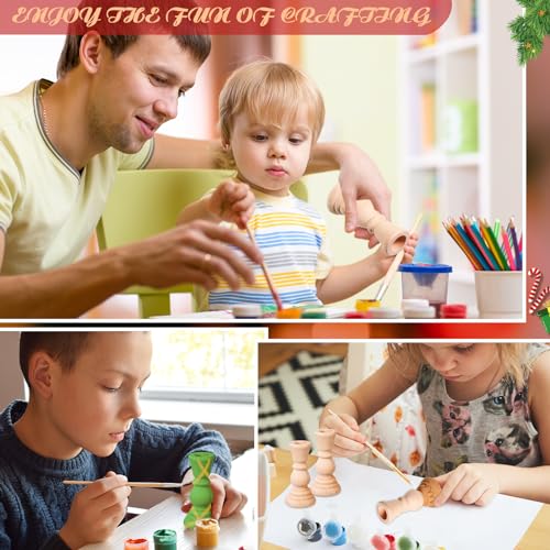 Nitial 12 Pcs Unfinished Classic Wood Candle Holders Small Wooden Candlesticks Unfinished Candlestick Holders for Crafts DIY Xmas Christmas Gift Nitial