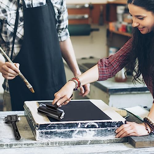 Pumtus 4 Pack Brayer Roller, Rubber Printmaking Brayers, Black Brayer Tool Paint Brush, Ink Applicator Art Craft Oil Painting Tool for Printmaking, Pumtus