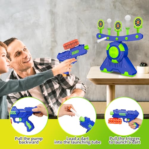 GMAOPHY Shooting Games Toy Gift for Age 5, 6, 7, 8, 9, 10+ Years Old Kids, Glow in The Dark Boy Toy Floating Ball Targets with Foam Dart Toy Blaster, GMAOPHY