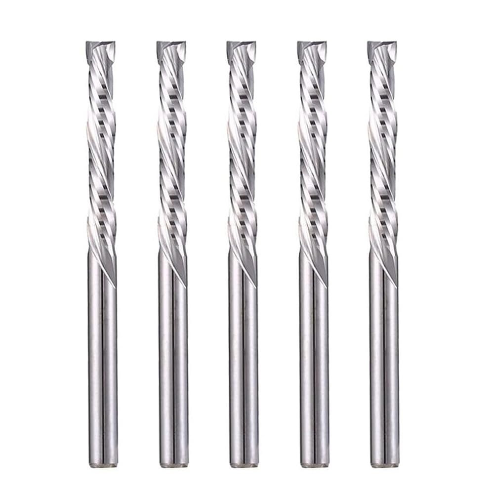 Carbide End Mills Up & Down Cut 1/8 Inch Shank,CNC Spiral Router Bits(3.175x22mm) Compression Bit 2 Flutes Milling Cutter for Engraving Milling 3D HOZLY