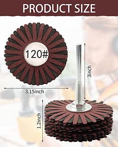 Rocaris 2 Pack Abrasive Flap Wheel - 120# Nylon Sanding Wheel Brush Abrasive Grinding Head with 1/4 Inch Shank for Woodworking Root Carving Furniture - WoodArtSupply